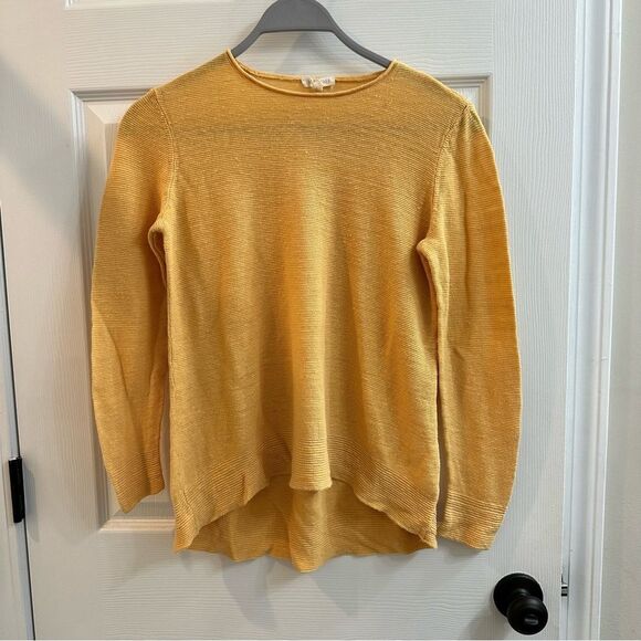 Eileen Fisher Sweater Round Neck Yellow Orange Organic Linen size small - Picture 1 of 8